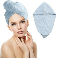 Sdjma Microvladni ručnik za kosu, turbanski ručnik Super upijajući turbanske kape za suhe kose s tipkama