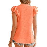 Ženski ljetni top v vrat ruffle casual casual labav majica narančasta L