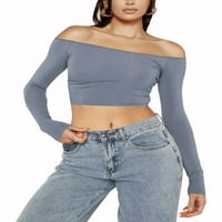 Codeop žene izvan ramena dugih rukava Slim Fit Top Tee Streetwear bluza