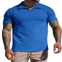 HAITE MENS Ljetni vrhovi vafle t košulje rever vrat Polo majica Trčanje majica Rad s kratkim rukavima