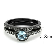 Ženski nehrđajući čelik IP crni stakleni plavi 4,40 Zaručni prsten