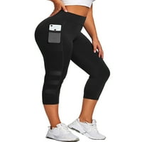 Enjiwell Women Activewear Dimljenja sa džepom joge trčanje vježbanje obrezanim hlačama
