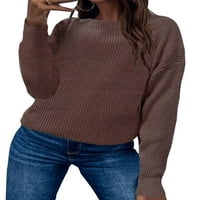 Nizieer za žene labavo pletenje pulover dame osnovni pleteni džemperi dugih rukava salon za salon posade