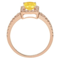 1. CT Sjajni smaragd Clear Simulirani dijamant 18k Rose Gold Halo Solitaire sa Accentima prsten SZ 5.75