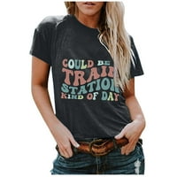Košulje za žene s kratkim rukavima Pismo Ispis Fun Graphic Overlizirani labavi fit bluza