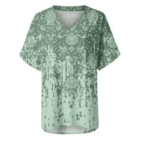 Auroural plus veličina Ženska vrhova ženska modna tiskana majica kratkih rukava Bluza V-izrez casual