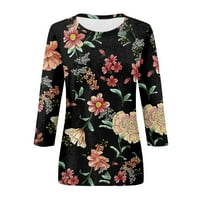 Strungten ženski modni casual rukav cvijeće ispisa ispisano O-izrez Pulover majica Top ljetni vrhovi