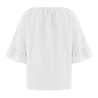 Ljetna ženska odjeća modna kauzalna čvrsta bluza majica kratkih rukava ljetna dukserica vrhova trendi