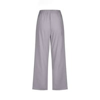Growesty Capri pantalone za žene sa džepovima Plus veličine Pant Soled Boja Elastična labava hlače Ravne
