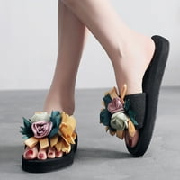 Sandale za ženu Bohemijski cvjetni klinovi Ljeto Neklizajuće plaže papuče za žene žuta veličina 7.5
