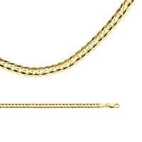 Muški kubanski lanac Čvrsti 14K žuto zlatne ogrlice konkavne veze za vezanje polirane teške
