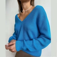 Ženski pulover Dugim rukavima s rukavima V izrez Solid Boja Basični pletiva za žene za žene