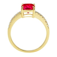 2.7ct jastuk rezan crveni simulirani rubin 18k žuti zlatni godišnjički zaručni prsten veličine 7,75
