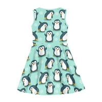 Slatka djevojka sa pingvinom rukavica bez rukava veličine 5-godina mekane djevojke ljetna haljina na
