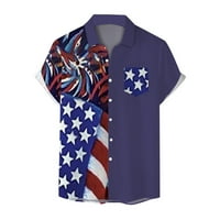 Muški gumb niz majicu kratkih rukava kratka rukava majica bluza Neovisnost dana zastava mornarice xxxl