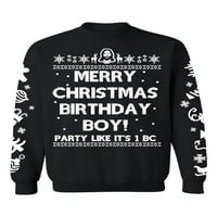 Newkward Styles sretan božićni rođendan dečko džemper Isus Božićni džemper sa bijelim rukavima širom
