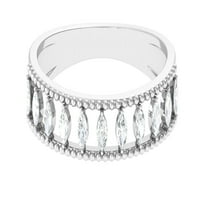 MARQUISE oblik moissinite vjenčani prsten za žene za žene, srebrna srebra, SAD 7,00