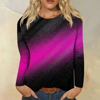 Ženska modna casual gradijent boja tiskani okrugli vrat pulover dugih rukava