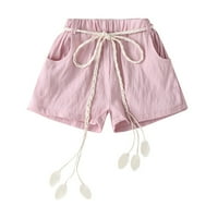 TODDLER Baby Girl Summer Ružičasta Čvrsta boja Print casual kratak s pletenim oblikom listova do godina