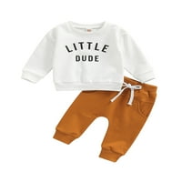 Nituyy Toddler novorođenčad dječaka odjeća s dugim rukavima pisma za ispis majica na vrhu čvrste hlače