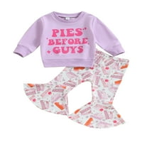 IzhanSan Toddler Baby Girls Dan zahvalnosti Pismo odjeće Ispis dugih rukava Flower Pie uzorak hlače