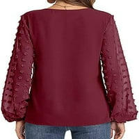 Žene vrhovi V-izrez dugih rukava šifon majica Soild Loove FIT casual bluza