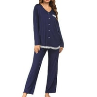 Ženske pidžame setovi outfits majice za bluze za bluze za bluze vučene elastične struke duge pantalone