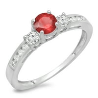 DazzlingRock kolekcija 14k okrugli rez rubin i bijeli dijamantni modernski zaručni prsten, bijelo zlato,