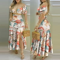 Podudarni setovi za žene Ljetne modne žene Ljetni parlatni print casual kratkih rukava TOP + suknja