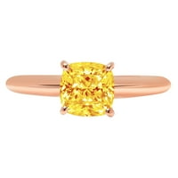 2. CT Briljantni jastuk Cleani simulirani dijamant 18k Rose Gold Solitaire prsten SZ 7.75