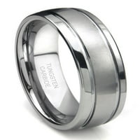 Andrea Jewelers Tungsten Carbide Newport Double Groove Dome Vjenčani prsten SZ 9.0