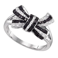 10k bijelo zlato crni dijamantni luk rebrani prsten CTTW