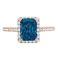 1,96ct smaragdni rez prirodni london plavi topaz 18K ruža zlatna godišnjica Angažovanje halo prstena