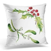 Zelena crtača Vodena plovila Holly i Mistletoe Hand Božićni cvjetni bijeli botanički crveni zimski jastuk