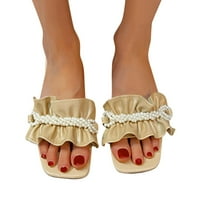 Eczipvz klinovi sandale za žene skliznuti na sandale cvijeće kožna udobna vanjska klinovi flip flops