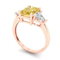 2. CT Sjajni smaragdni rez Clear Simulirani dijamant 18k Rose Gold Trokratni prsten SZ 8