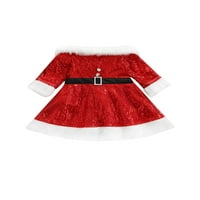 Canrulo Božićna toddler Djevojka Djevojka Sequins Haljina dugih rukava s ramena haljina s partijskim
