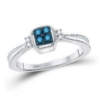 10k bijelo zlato plavi dijamant jednostavan prsten za klaster CTTW