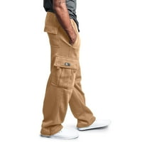 Wofeydo teretni pantalone za muškarce, muški konop labavajući struk čvrsti džepni pantalone u boji labavi
