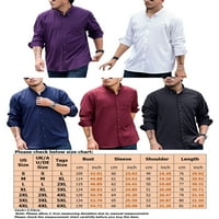 Prednji ručni muškarci Dugme dolje majica rever od vrat Tunika košulja Jesen casual bluza dugih rukava