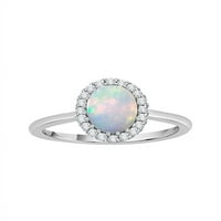 Diamond i ovalni rez Opal Halo prsten u 14k bijelo zlato