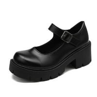 Takeoutsome ženske dame modne casual vintage platforme debele potpetice crne kožne cipele