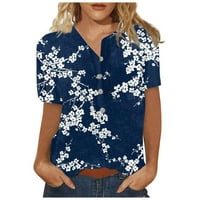 Cuoff bluze za žene T-majice V izrez kratkih rukava kratki rukav dressy casure ljetne grafičke cvjetne