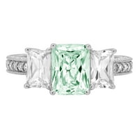 3,61ct smaragdni rez zeleni simulirani dijamant 18k bijelo zlato graviranje izjava godišnjica Angažman