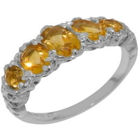 Britanci napravio 9k bijeli zlatni prirodni citrinski ženski rubni prsten - Opcije veličine - veličine
