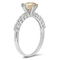 1. CT sjajan okrugli rez čist simulirani dijamant 18k bijeli zlatni pasijans sa Accenting prstenom SZ