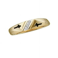 10KT Žuto zlato mens okrugli dijamant Jednodnevni križni prsten za vjenčanje