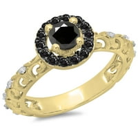 DazzlingRock kolekcija 0. Carat 14K Crno-bijeli dijamant Bridal Halo Angažman prsten CT, žuto zlato,