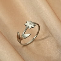 Bohemia Rođenje cvjetnih prstenova za žene nehrđajućeg čelika Daisy ljubičasta suncokretov prsten za