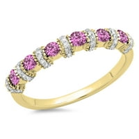 Kolekcija Dazzlingock 10k Round Pink Sapphire i Diamond Dame Bridal Anniversary za vjenčanje, žuto zlato,